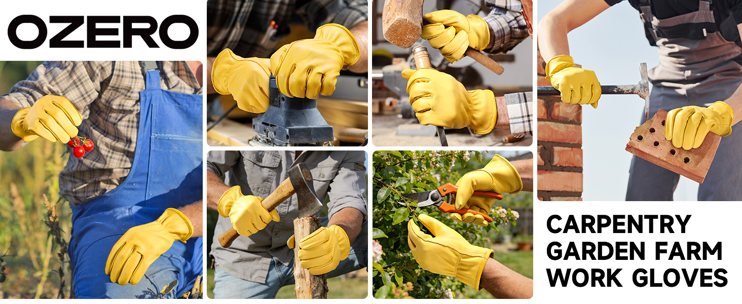 Amazon.com: OZERO Leather Work Gloves: Mens Deerskin Gloves Soft