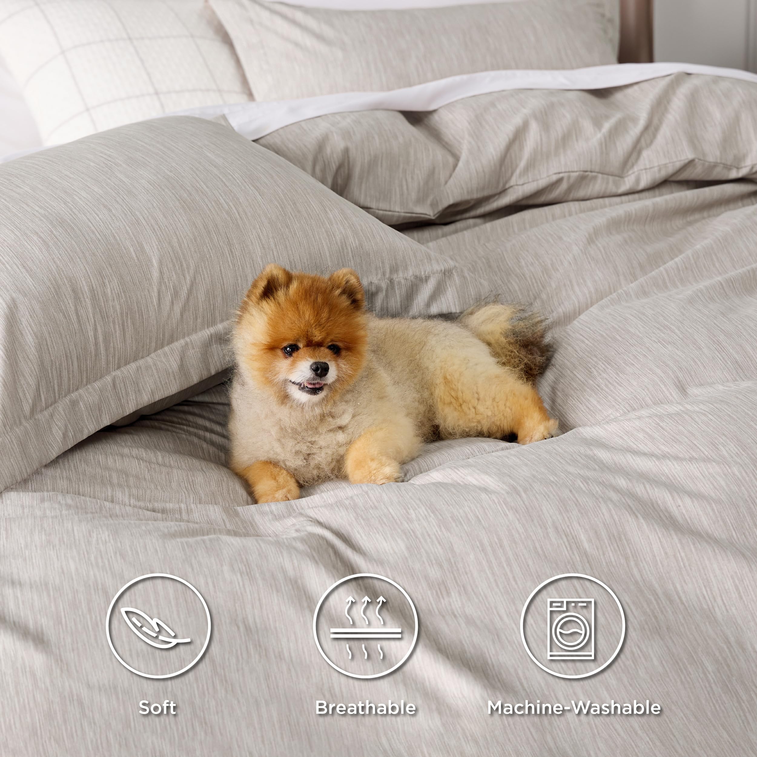 Bedsure King Duvet Cover Set - 3-Piece, Cationic Print, Soft Brushed Microfiber | Includes 1 Cover & 2 Pillowcases (Bison, 104x90)