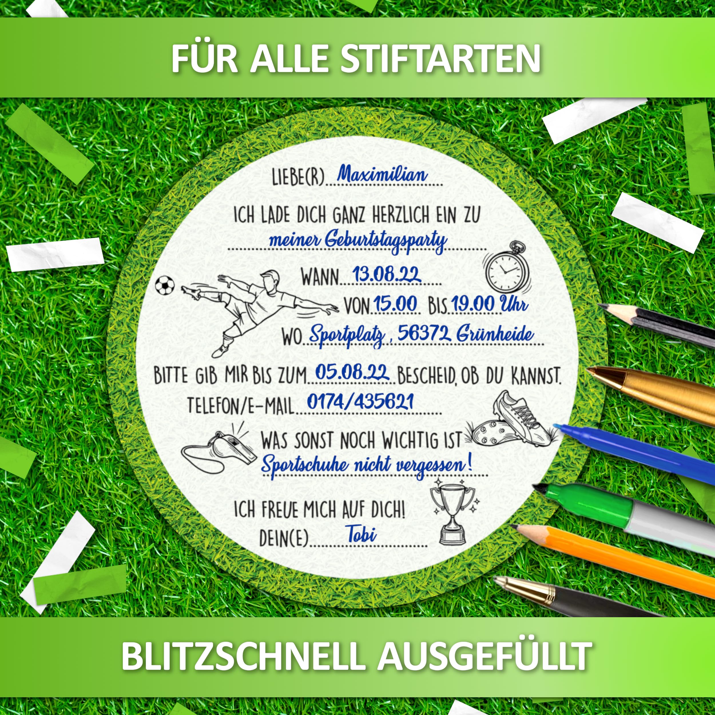 VULAVA Lot De 12 Cartes D'invitation De Football Pour Garçon Et Fille