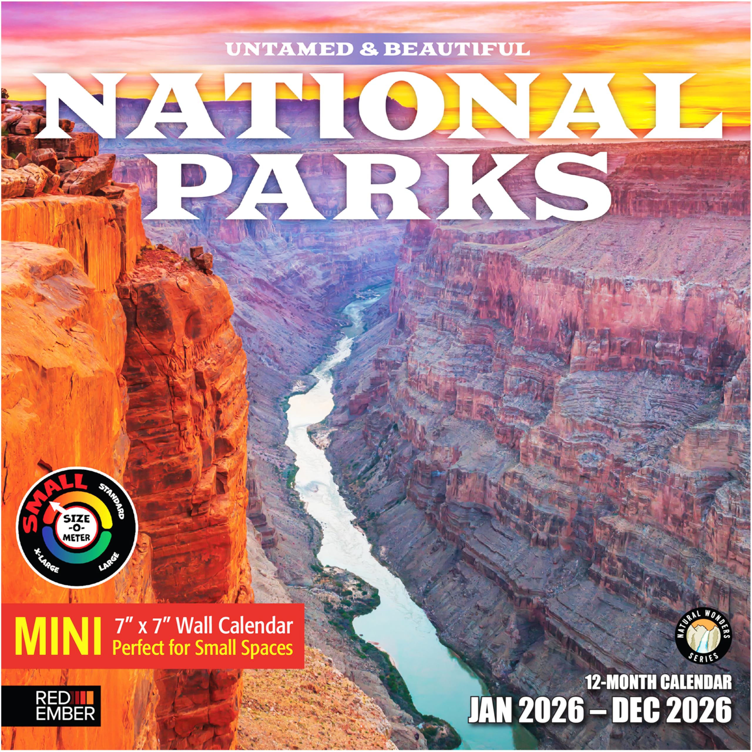 RED EMBER Untamed &amp; Beautiful National Parks 2026 Mini Wall Calendar 12 Month | 7" x 14" Open | Thick &amp; Sturdy Paper | Holiday Gift | Nature Calendar 2026