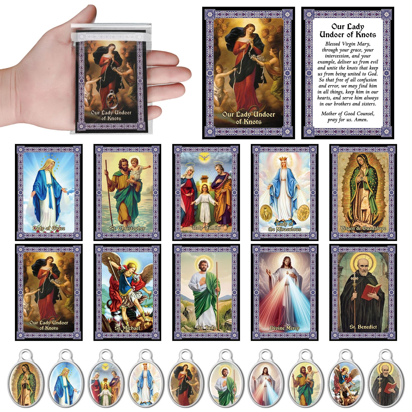 180 Pcs Catholic Mass Prayer Cards Assorted Holy Cards With Catholic