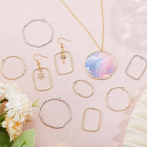 Miniatura 4 de CHGCRAFT 48 colgantes de aleación de 8 estilos con marco hueco para bricolaje, resina epoxi, resina epoxi, joyería de bricolaje, aretes, collares,