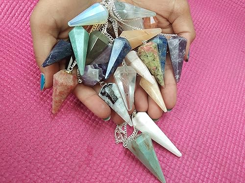 Miniatura 6 de Jet Mix - Péndulos de conos surtidos tallados en cadena para reiki (10)