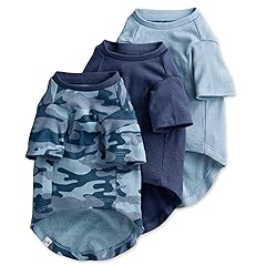 Multipack 100% Organic Cotton Dog Short Sleeve T-Shirt Pet Tees for All Breeds, Camo-Navy, Small