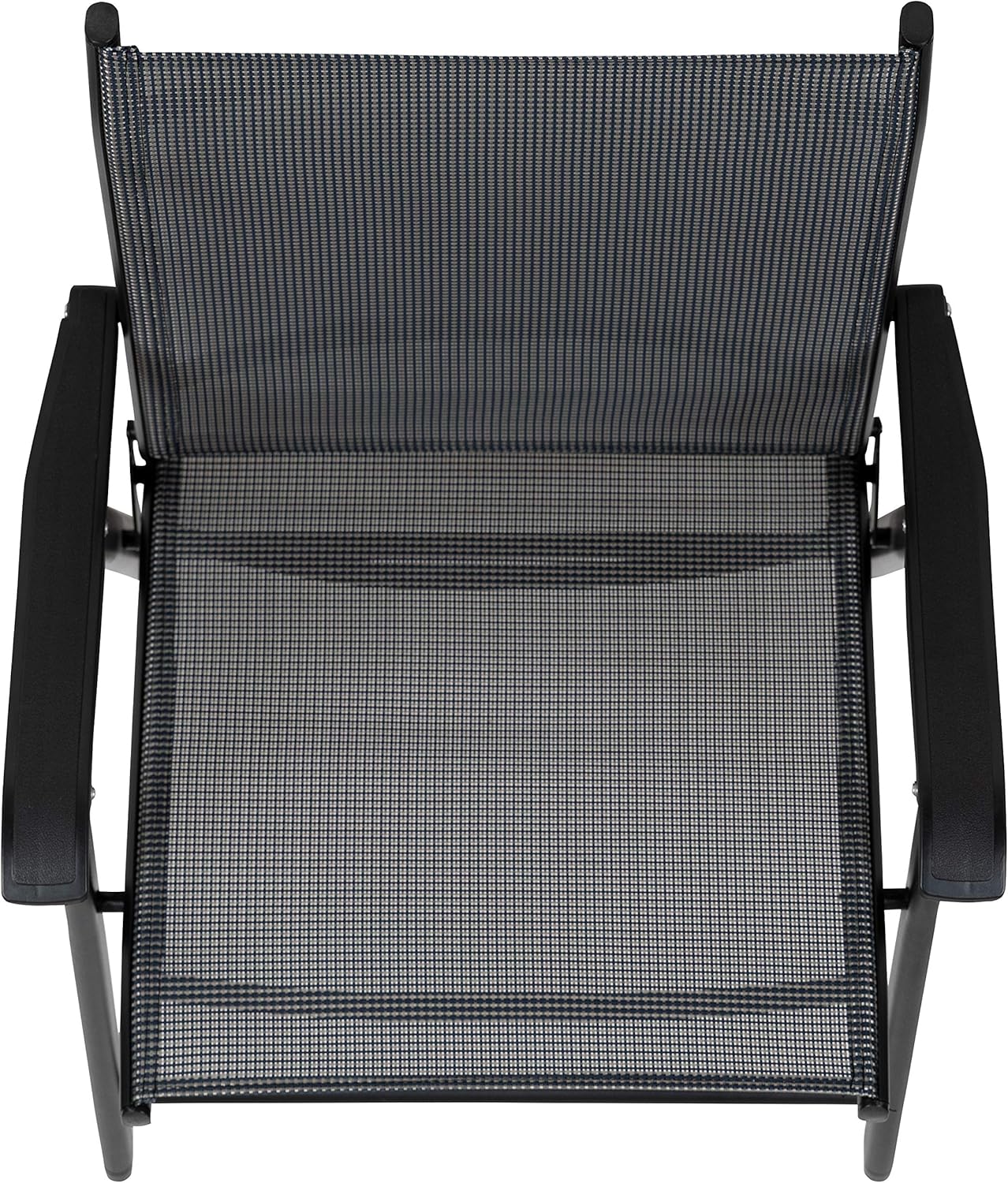 EMMA + OLIVER Gray Outdoor Folding Patio Sling Chair with Black Frame/Portable Chair (2 Pack)