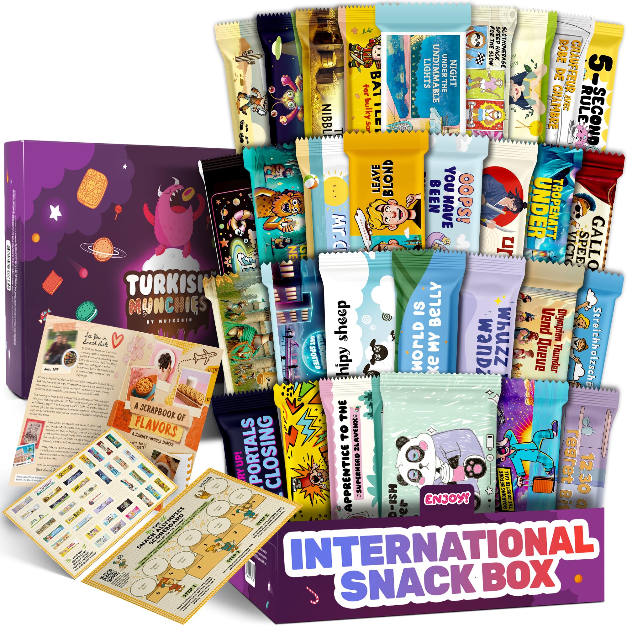 Maxi International Snack Box | Premium Exotic Foreign Snacks | Unique Snack Food Gifts Included | Try Extraordinary Turkish Snacks | Candies from Around the World | 21 Full-Size Snacks Maxi Blue