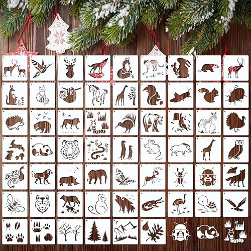 60 plantillas de Navidad reutilizables para pintar sobre plantilla de madera plantillas de pintura para manualidades adornos para decoración del