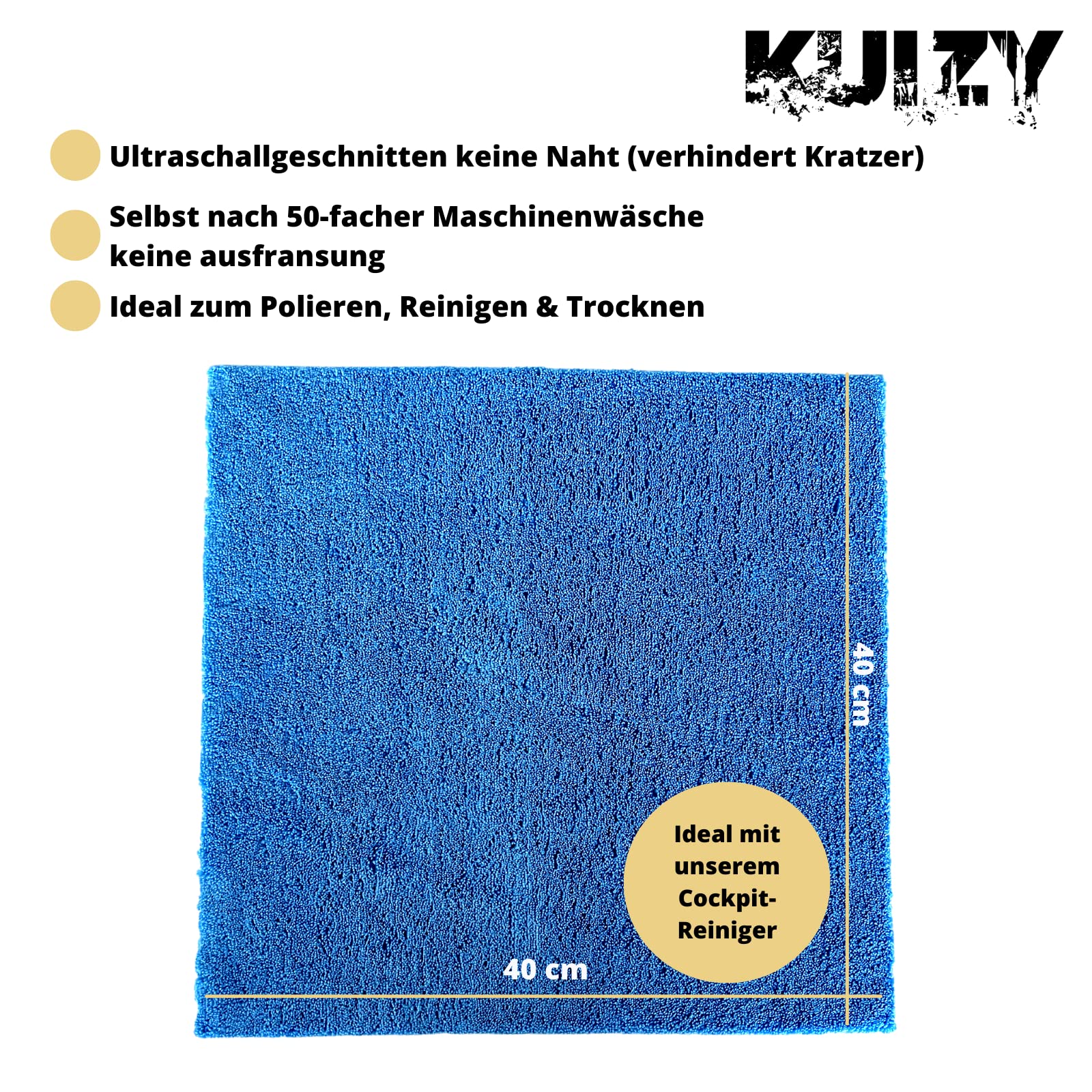Kemes Mikrofasertücher 6 Stück 380GSM - Auto Putztücher 40x40cm Streifenfrei