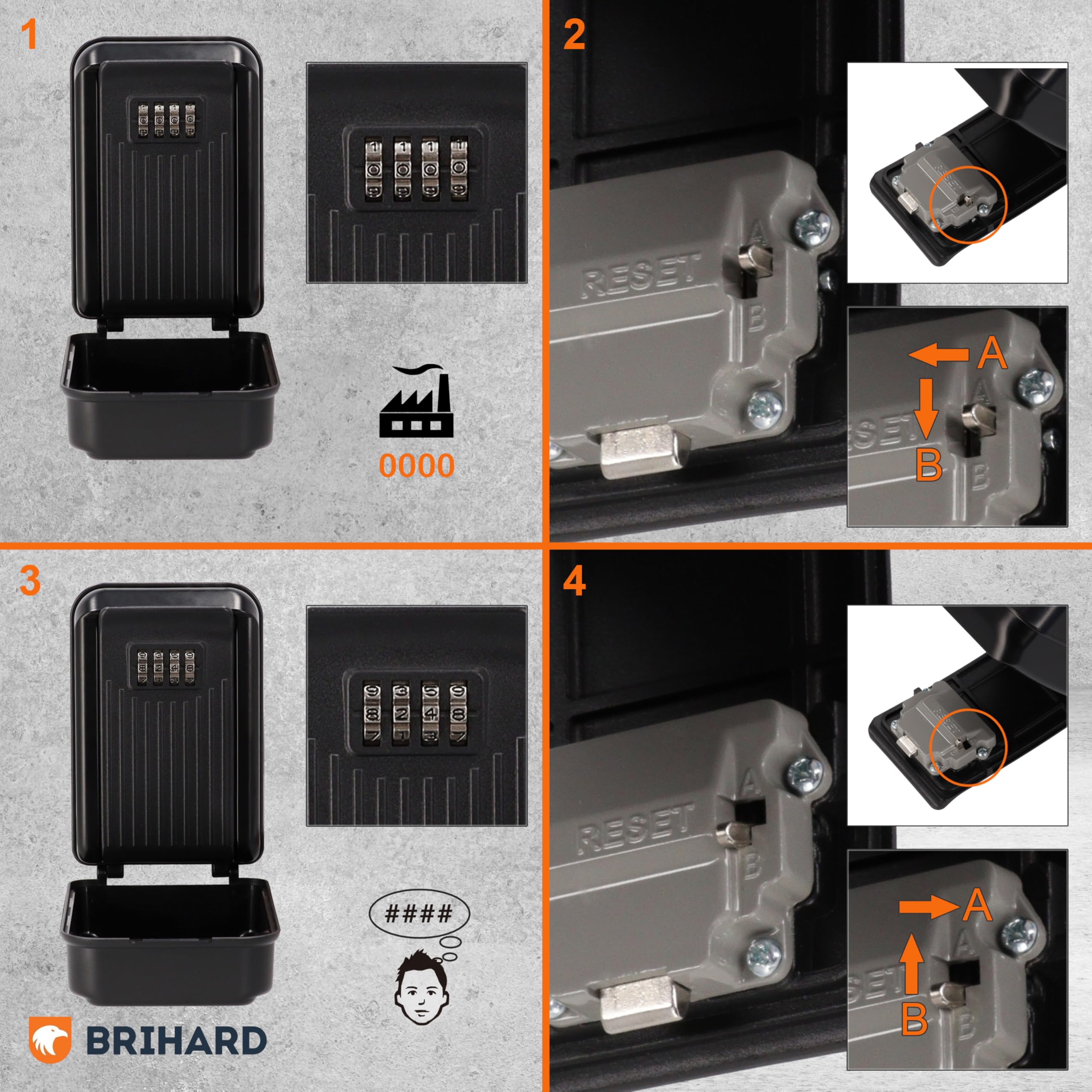 Brihard Key Lock Box (Waterproof cover XL), Black/White - Image 4