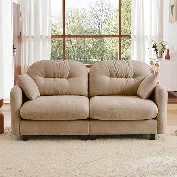 74" Modular Sectional Sofa Cloud Couch, Comfy Deep Seat Sectional Sofa, Modern Chenille Loveseat Sofa, Tufted Cushion Backrest Design, for Living Room, Bedroom, Apartment Camel, 74inch