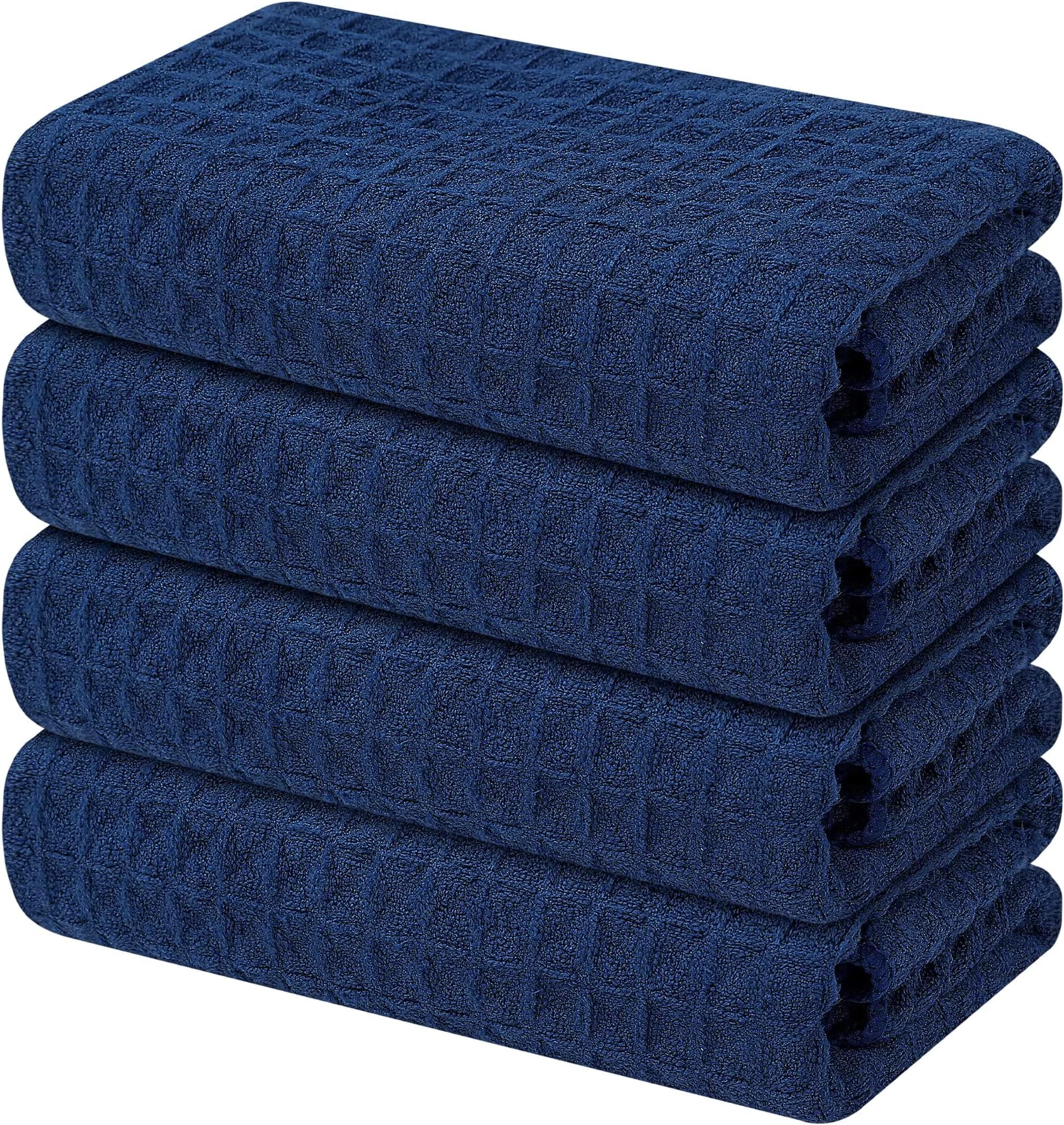 Sponsored Ad - Microfiber Waffle Weave Kitchen Towels, 16 x 28 Inch Ultra Absorbent and Solid Color Dish Towels, 4 Pack, Navy Blue