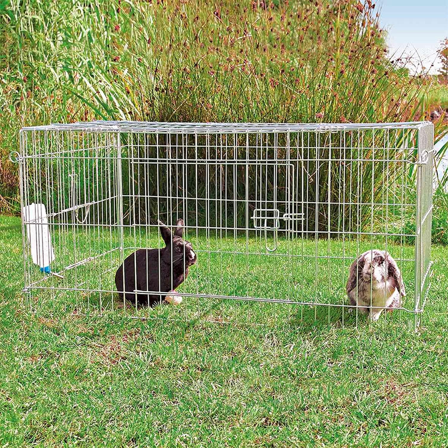 Trixie Natura Outdoor Run with Cover, Galvanized, 116 × 54 × 76 cm