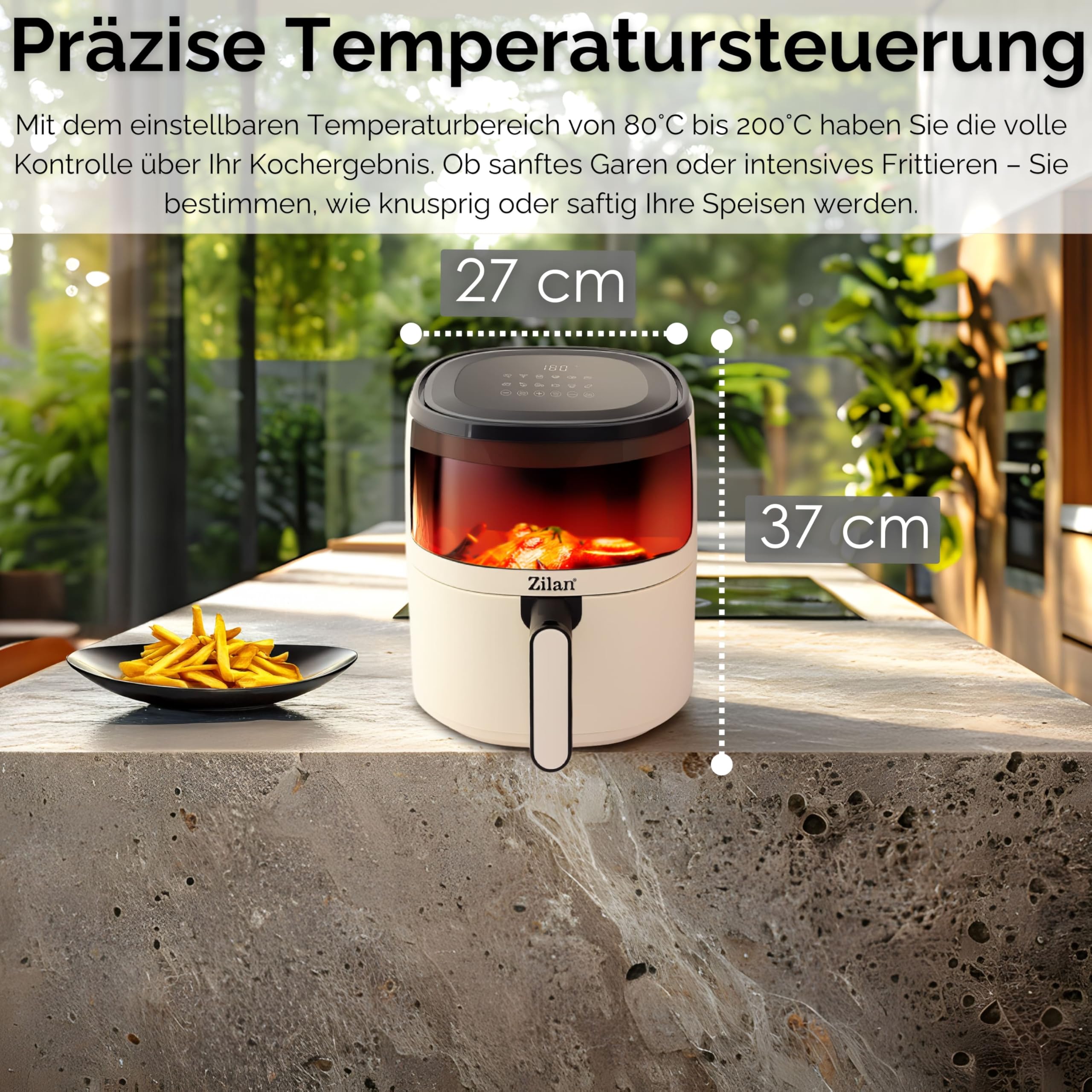 Heissluftfritteuse 5 Liter Heißluft-Frittieren Mini Backofen Heißluftfritteuse - Grillen Backen Dörren Frittieren Friteuse ohne Öl Airfryer Heißluftofen Heißluftgrill Fritteuse 1500 Watt