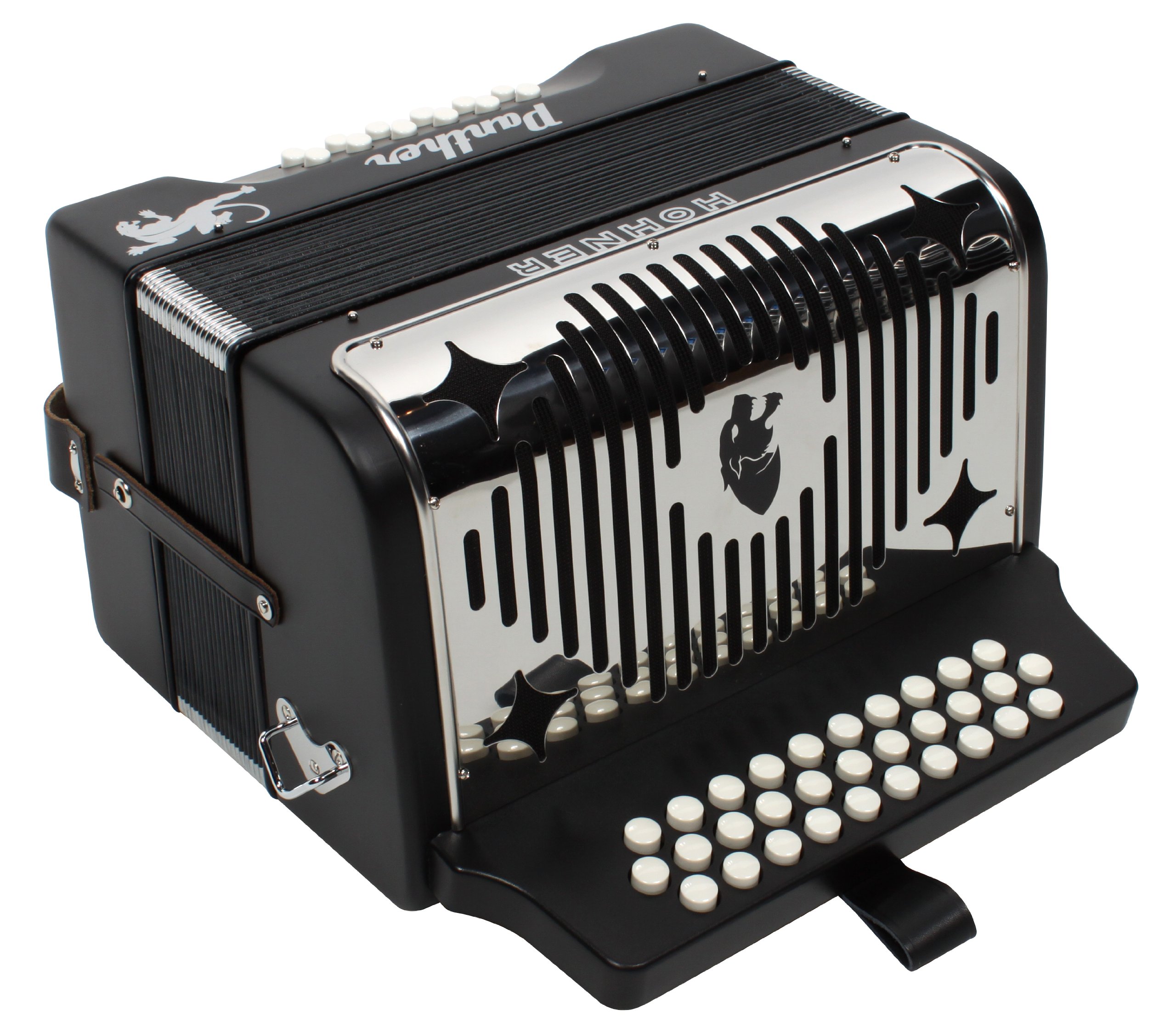 Hohner Panther Diatonic Accordion, Negro Key of FA w/Free Gig Bag