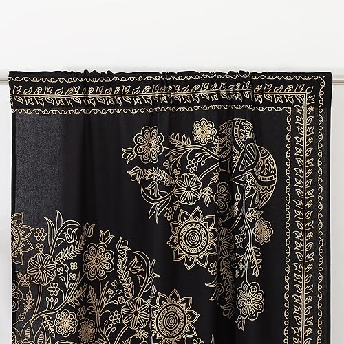 Miniatura 4 de Popular Handicrafts India Hippie Mandala Bohemia Hermoso Bosquejo Cortina Cortina Dormitorio Sala Balcón Cenefa Paneles Negro Oro