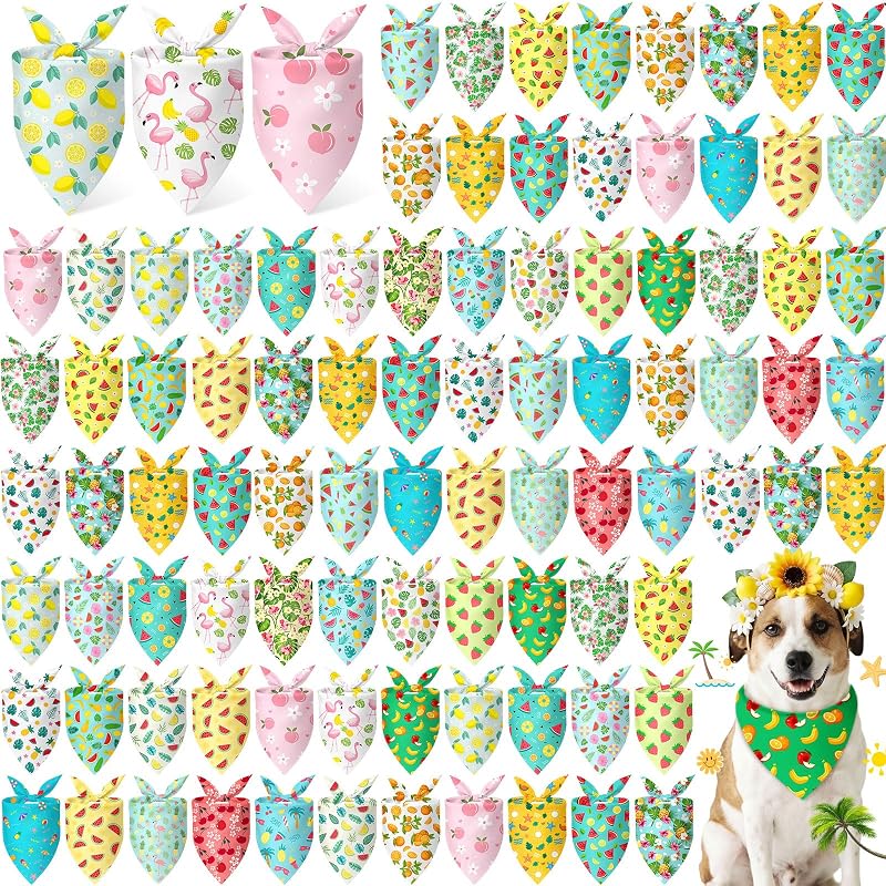 Bandana para Cães com Estampas Tropicais de Frutas Abbylike, Colorida, Pacote com 100