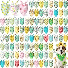 Abbylike 100 Pieces Summer Themed Dog Bandanas Bulk Hawaiian Dog Bandanas for Pets Triangle Kerchief Scarf Bibs Set for Summer Pets Dogs Party Costume Accessories, 25 Styles 25.6 x 17.7 x 17.7