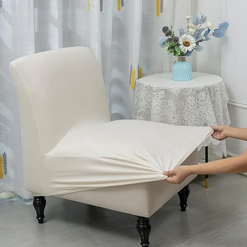 Miniatura 3 de Liykimt Funda para silla tipo pantufla sin brazos, tela jacquard elástica de elastano extraíble para sillas sin brazos, fundas protectoras para