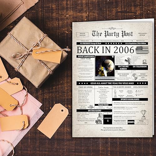 Miniatura 5 de Tarjeta de cumpleaños número 19, tarjeta jumbo de feliz cumpleaños para hombres o mujeres nacidos en 2006, regalos grandes y divertidos para papás o