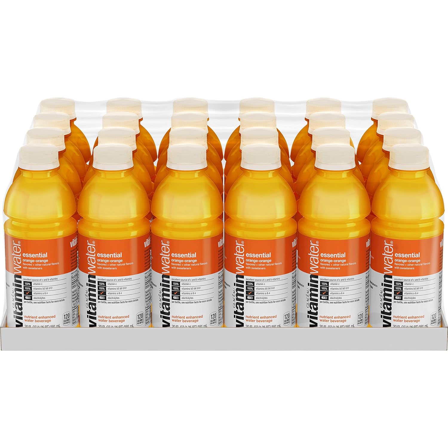 vitaminwater essential electrolyte enhanced water w/ vitamins, orange-orange drinks, 20 fl oz, 24 Pack