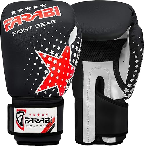 Vista 58 de Farabi - Guantes de boxeo para niños, para Muay Thai, Kick Boxing, entrenamiento, MMA, saco de boxeo Rojo