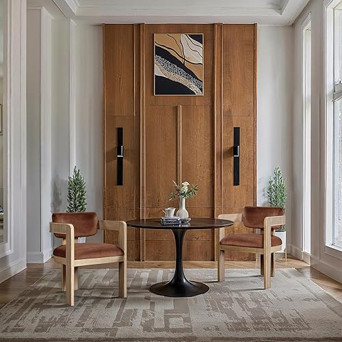 Miniatura 2 de Meridian Furniture 11094Cognac-C Sacha Collection - Silla de comedor Art Deco, terciopelo coñac ultra lujoso, terciopelo de 11.21 oz/m², acabado