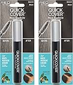 RED by KISS Quick Cover Root Touch Up Rescue (Black 2 Pack), Mascara Natural Water-Resistant Temporary Gray Concealer Cover Up Brush for Hair Mustache & Beard, Formulated with Jojoba Oil