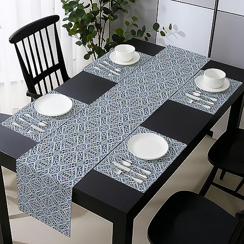 Miniatura 54 de Ambesonne Mal de Ojo Tablero de Mesa, Patrón Simétrico Ojo Que Todo Lo Ve Supersticioso Turco Étnico, Tablero Rectanglar para Comedor y Cocina, 16"