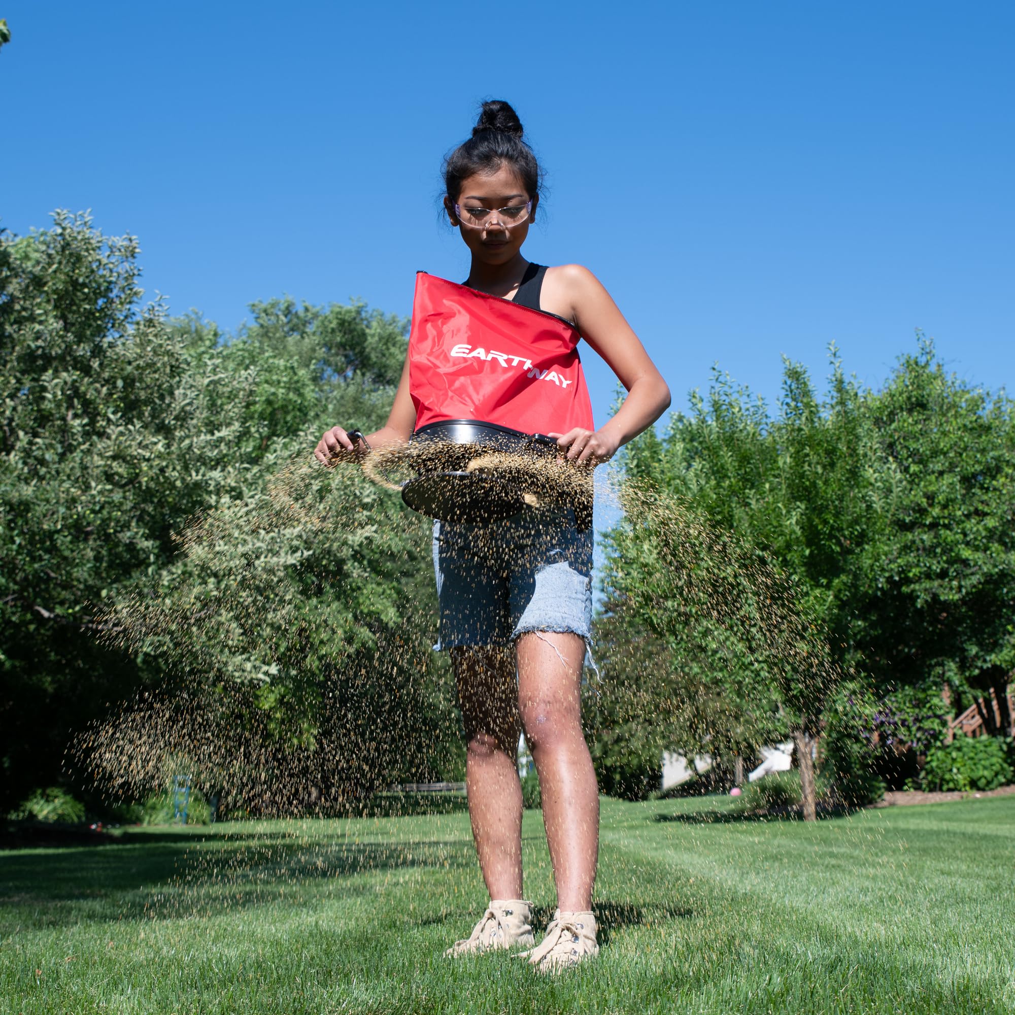 EarthWay Products 2750 25lb Nylon Bag Seeder Spreader - Red Durable Water Resistant Food Plot Equipment Seed Spreader Grass Seeder Made for Hunters Farmers Gardeners Lawn Maintenance product thumbnail 4