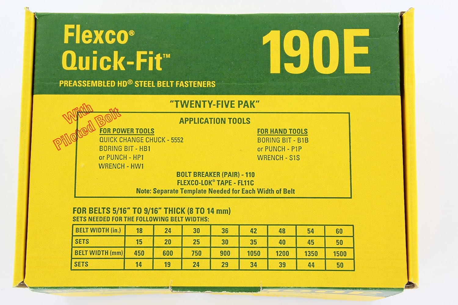 Flexco 190E Box Quick-Fit (tm) Bolt Solid Steel Plate Fastener #20001 (25 Sets Pre-Assembled Bottom Plates- Piloted Bolts) for Splicing Conveyor Belting Rubber, Urethane, Polyurethane, Neoprene