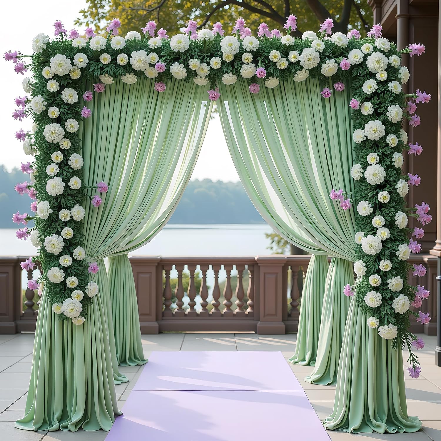 Wokceer Sage Green Backdrop Curtain for Wedding Parties 10x10FT Photo Polyester Backdrop Drapes for Wedding Photoshoot Baby Shower Birthday Party Curtains Photography Background 2 Panels 5x10FT