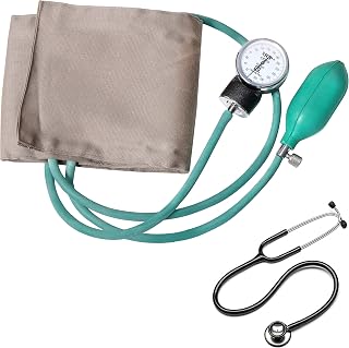 MCP Adult Deluxe Aneroid Sphygmomanometer - Professional Blood Pressure Monitor with Adult black cuff and Carrying case And Stethoscope