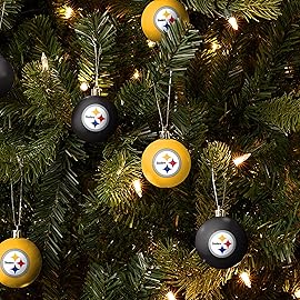 FOCO NFL Pittsburgh Steelers 12 Pack Ball Hanging Tree Holiday Ornament Set12 Pack Ball Hanging Tree Holiday Ornament Set, Team Color, One Size