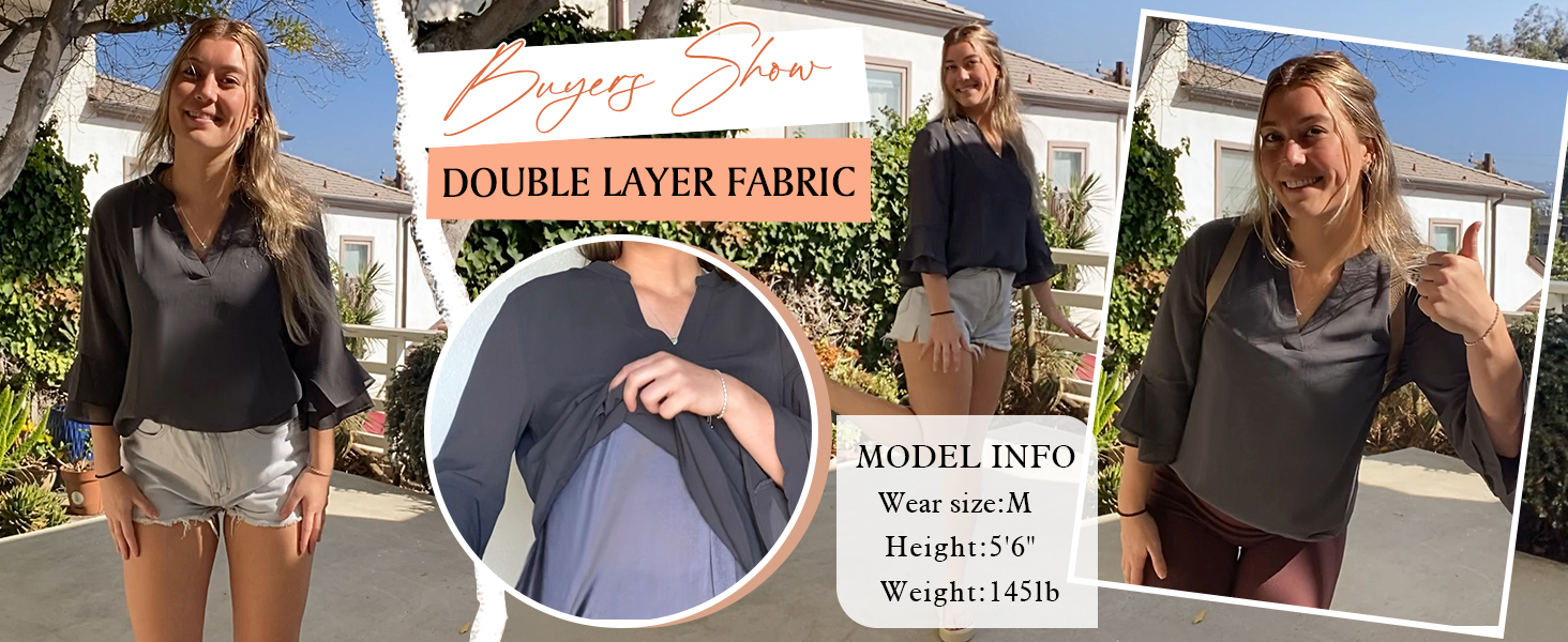 Lotusmile Blouses for Women Dressy Casual, Notch V Neck