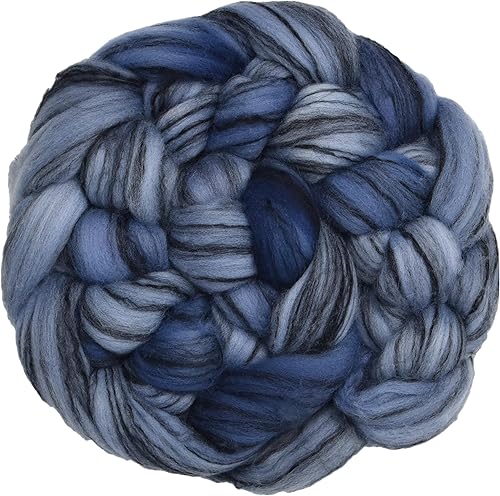 Miniatura 20 de Tencel Merino superfino teñido a mano para hilar y fieltro. 5 onzas, neblina púrpura