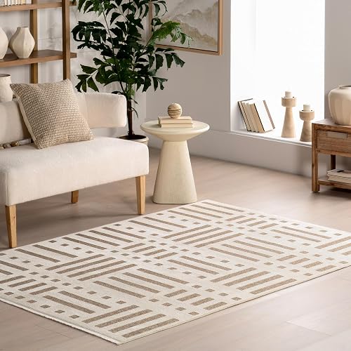 Nuloom Versa Mina Beige/Cream, 4' x 6', Soft and Cozy, High Traffic, Stain Resistant, Easy Clean, Durable, Reversible, Machine Washable Area Rug for Bedroom, Living Room, Dining, Foyer