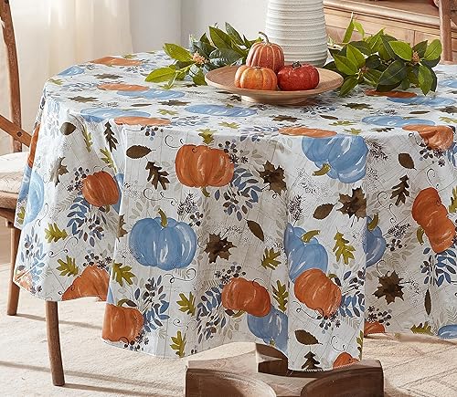 Miniatura 6 de Newbridge Blue Hampstead Farm - Mantel de vinilo de franela de otoño y Acción de Gracias, mantel de vinilo de cosecha de otoño con reverso de