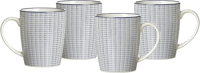 Ritzenhoff & Breker Zestaw kubków do kawy Royal Makoto, 4-częściowy, 350 ml, naczynia porcelanowe, niebiesko-białe