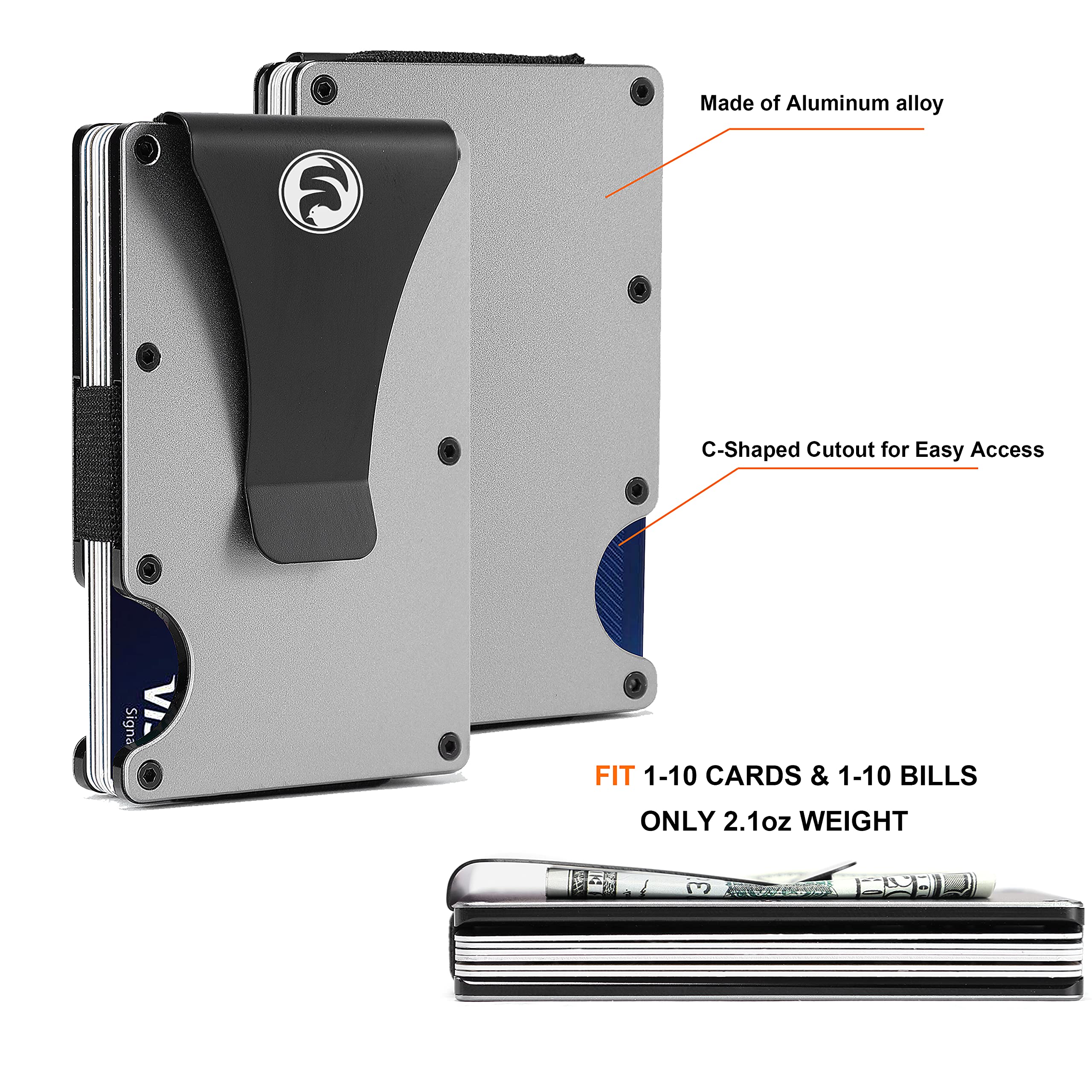 To My Husband Gift,Personalized Engraved Metal Wallet from Wife,Men Minimalist Love Message Custom Slim Aluminum Card Holder with Money Clip, For husband from wife, Minimalist