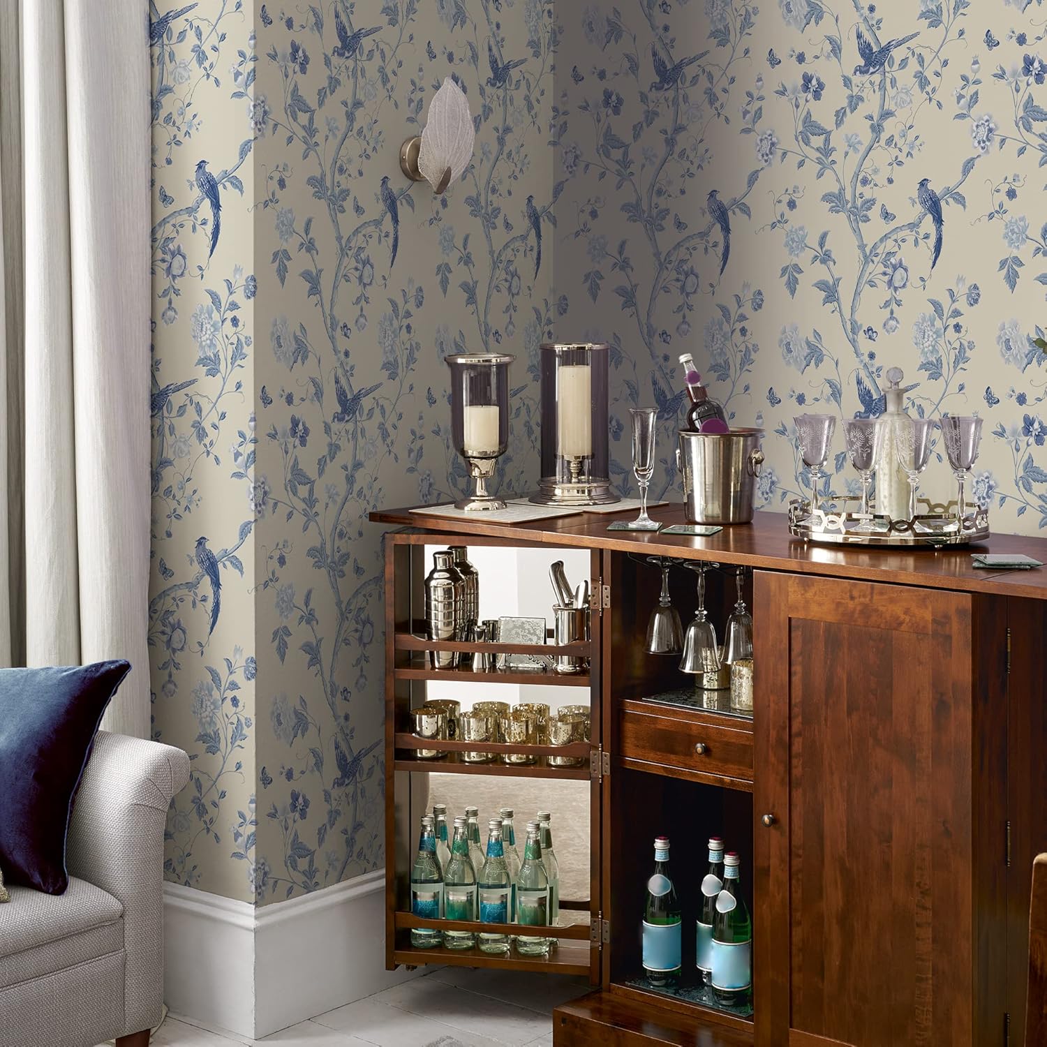 Laura Ashley Summer Palace Royal Blue Wallpaper