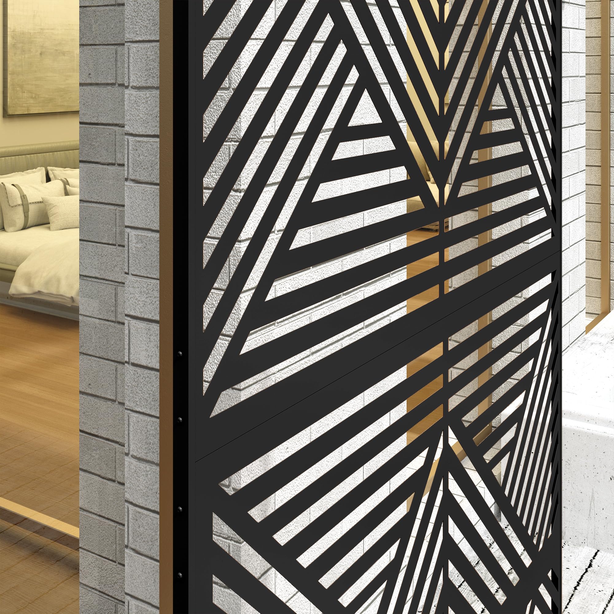 Outsunny Separé Divisorio Decorativo da Esterno Acciaio 122x45x198 cm Nero