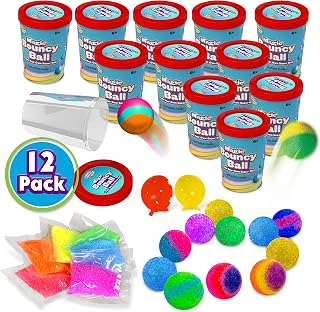 Creative Kids Make Your Own Bouncy Ball DIY Craft Kit for Kids - Individual 12 Pack Bulk Activity Set – Science STEM Party Favor Gift for Boys & Girls Kids 6+