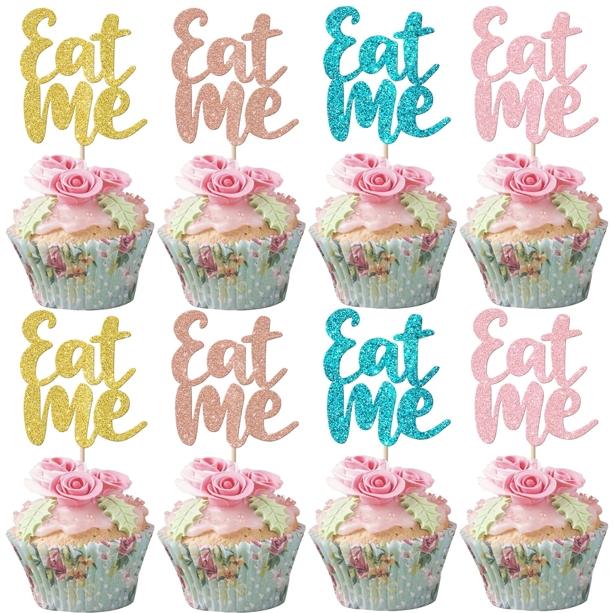 Amazon.co.jp: Rsstarxi Eat Me カップケーキトッパー カラフル