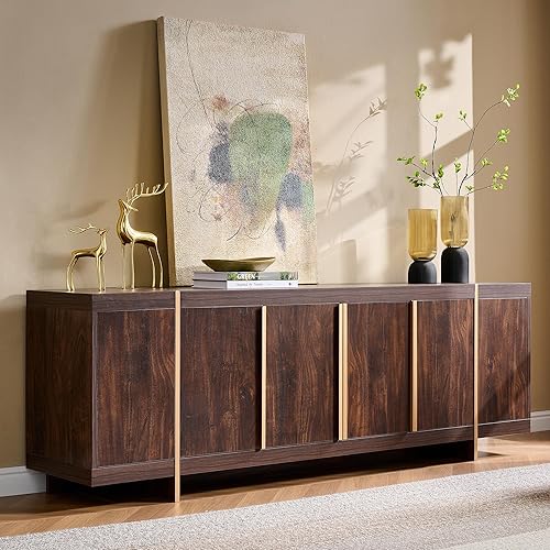 OKD Moderno soporte de TV de 70 pulgadas, centro de entretenimiento para televisores de hasta 80 pulgadas, consola de TV con almacenamiento, zócalo