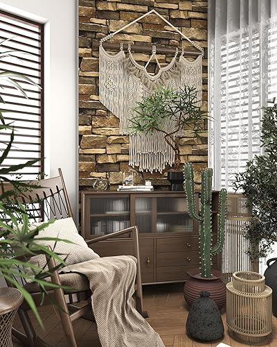 Miniatura 2 de Papel tapiz autoadhesivo para despegar y pegar, papel tapiz de piedra de ladrillo de 17.7 x 393 pulgadas, papel tapiz autoadhesivo de piedra, papel