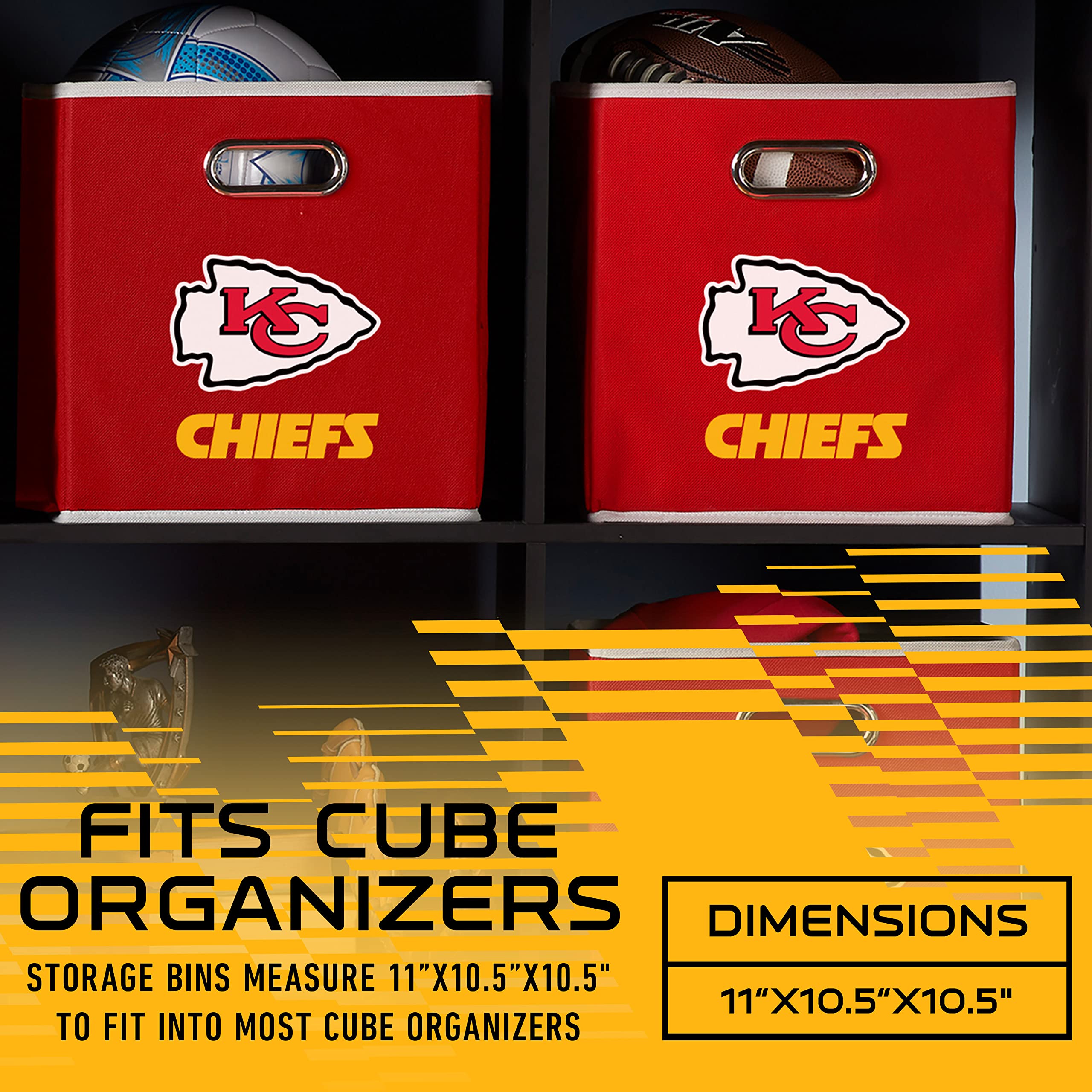 Franklin Sports Kansas City Chiefs NFL Storage Bin, Collapsible Cube Container + Basket, NFL Office - Image 3