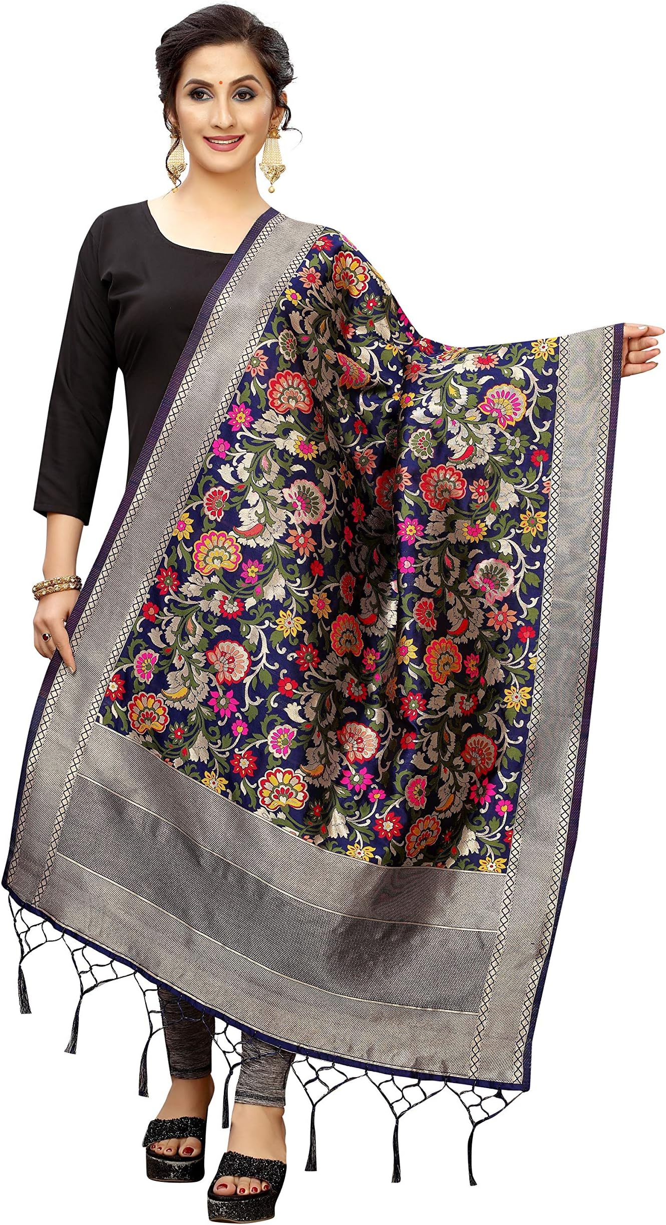 Jenny Designer Women's Printed Banarasi Silk Dupatta