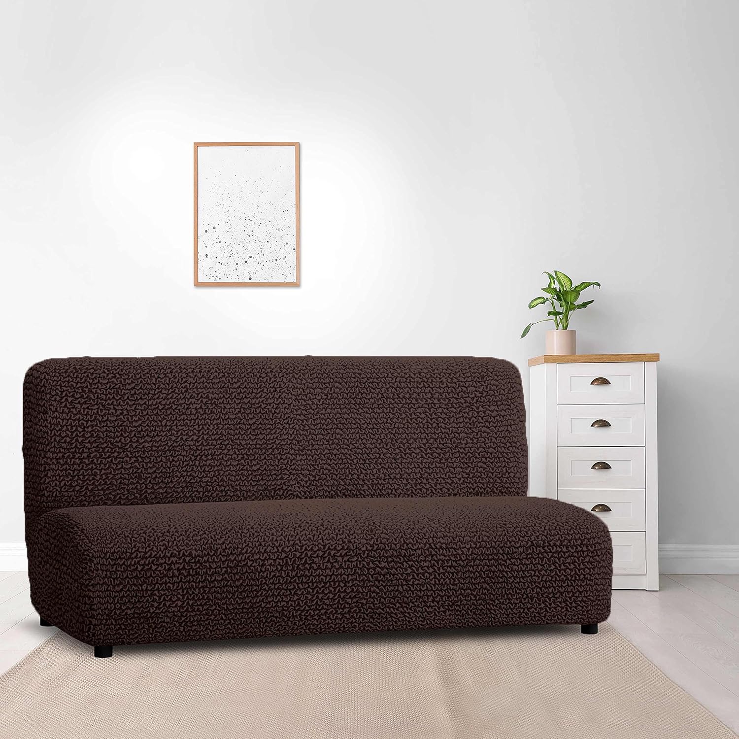 Futon Cover - Armless Couch Cover Italian Sofa Bed Slipcover Without Armrest - Soft Polyester Fabric Cover - 1-Piece Form Fit Stretch Futon Cover for Kid Pet - Microfibra Collection - White : Home & Kitchen