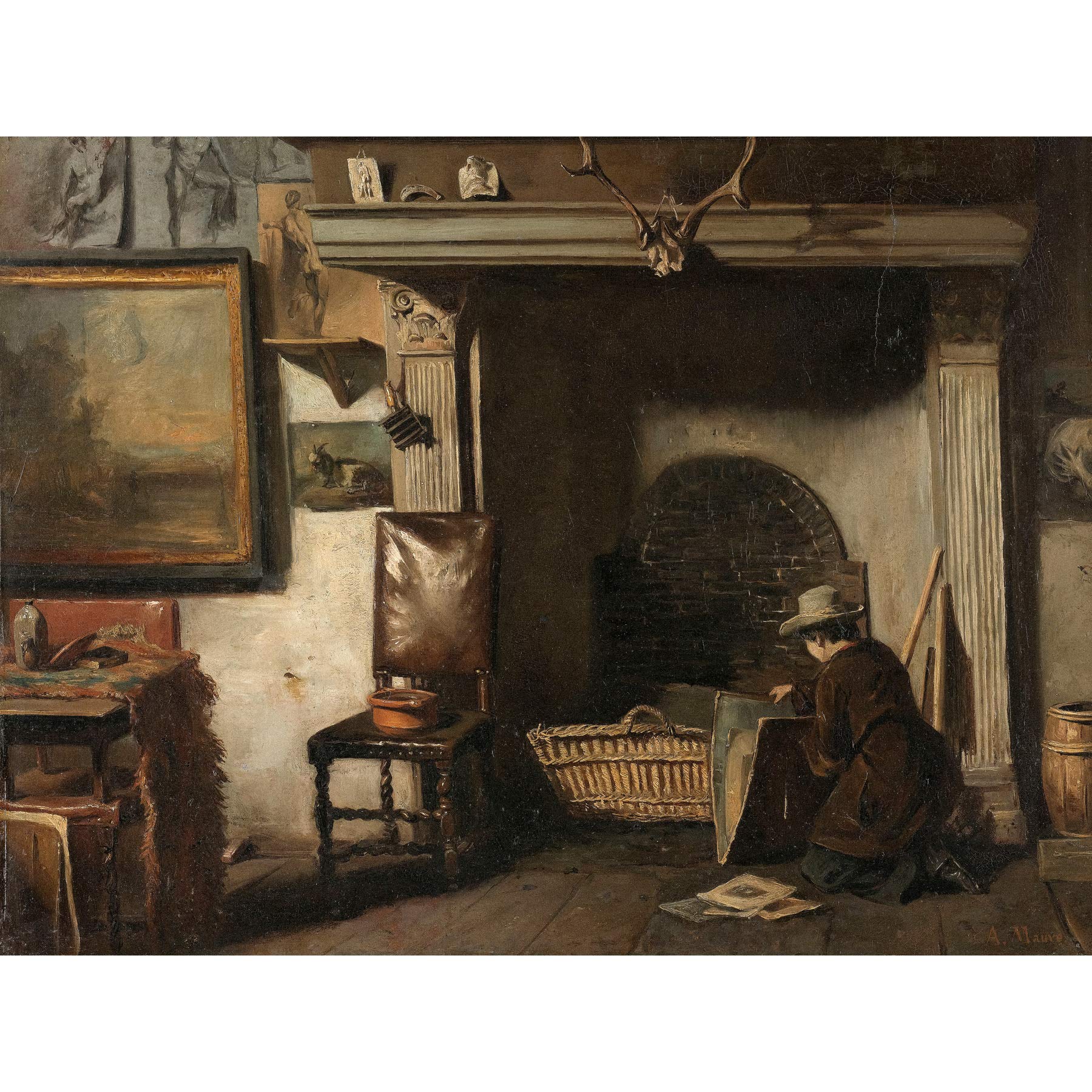 Artery8 Mauve Studio Haarlem Painter Pieter Frederik Van Os Premium Wall Art Canvas Print 18X24 Inch