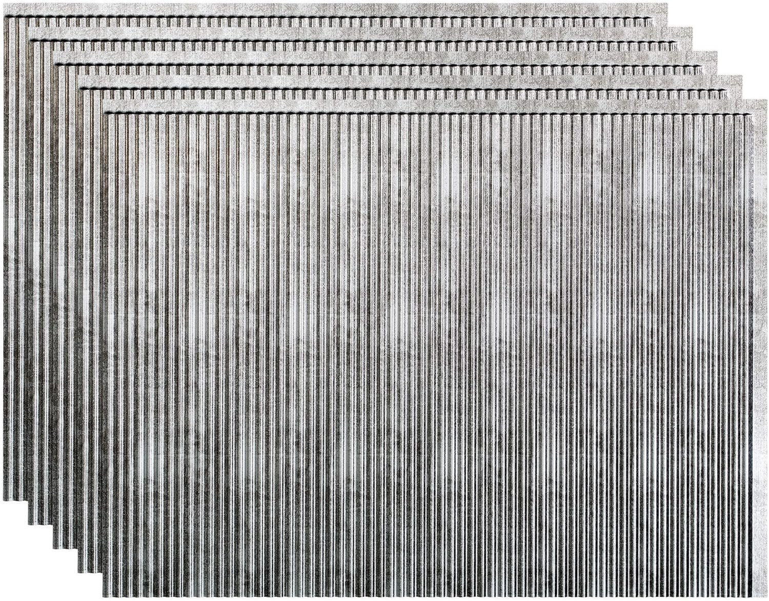 Super Brands FASÄDE Rib Decorative Vinyl 18in x 24in Backsplash Panel in Crosshatch Silver (5 Pack)